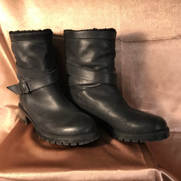 Ross & Snow shearling moto boots. Handcrafted in Tuscany. - Picture 1 of 6